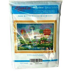 Cross Stitch Kit F139 Colorful Balloons Cotton Thread Pre-Printed Instructions